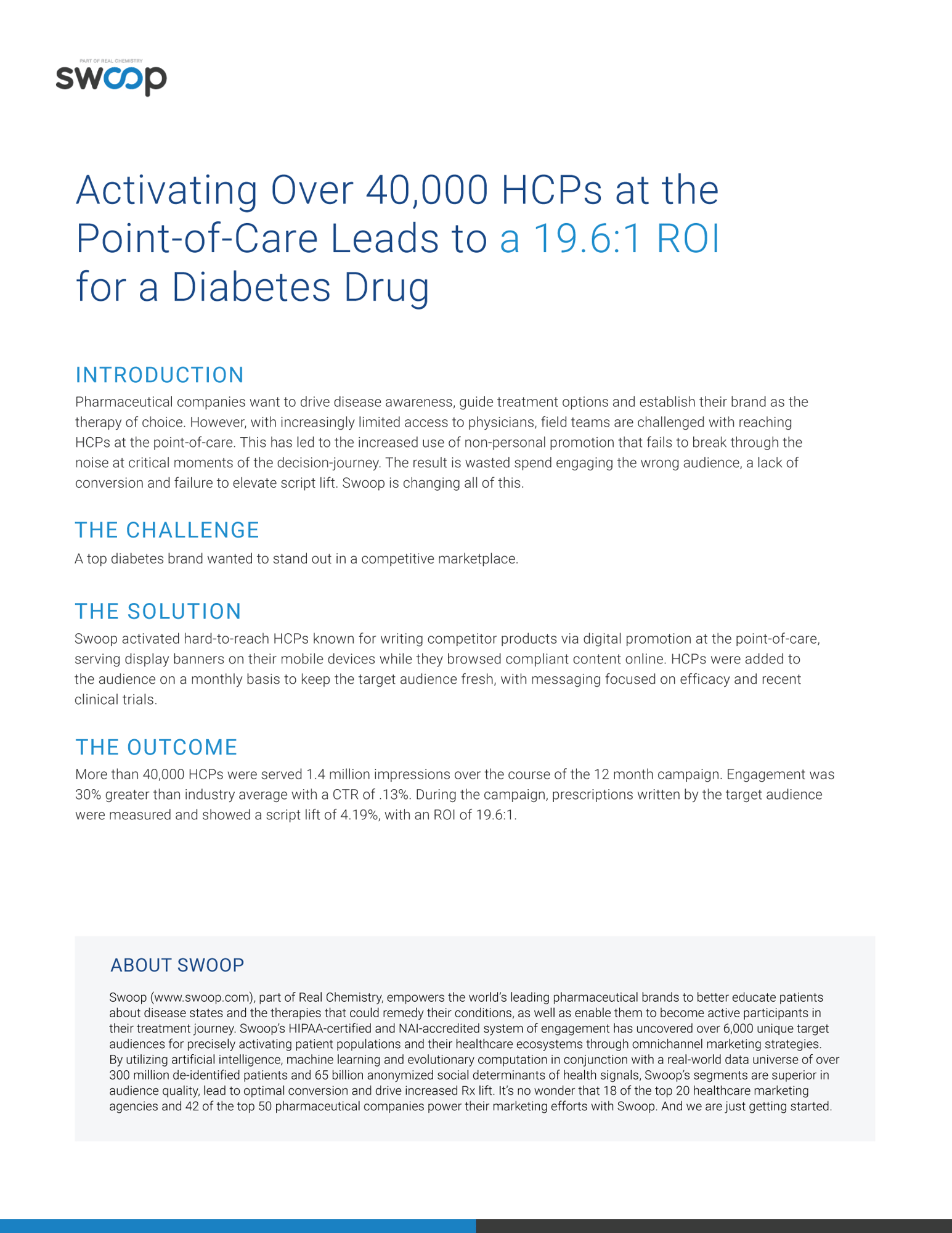 Swoop 19-1 ROI Diabetes HCP Point-of-Care Case Study